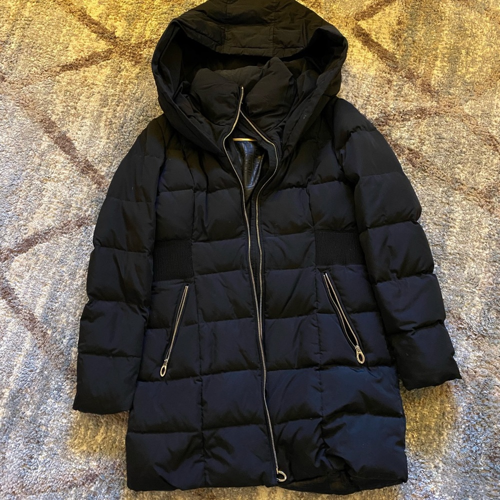 Black winter long parka jacket